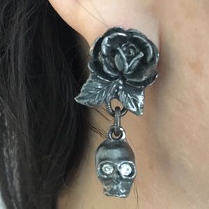Martha Rotten Skull Rose Earrings